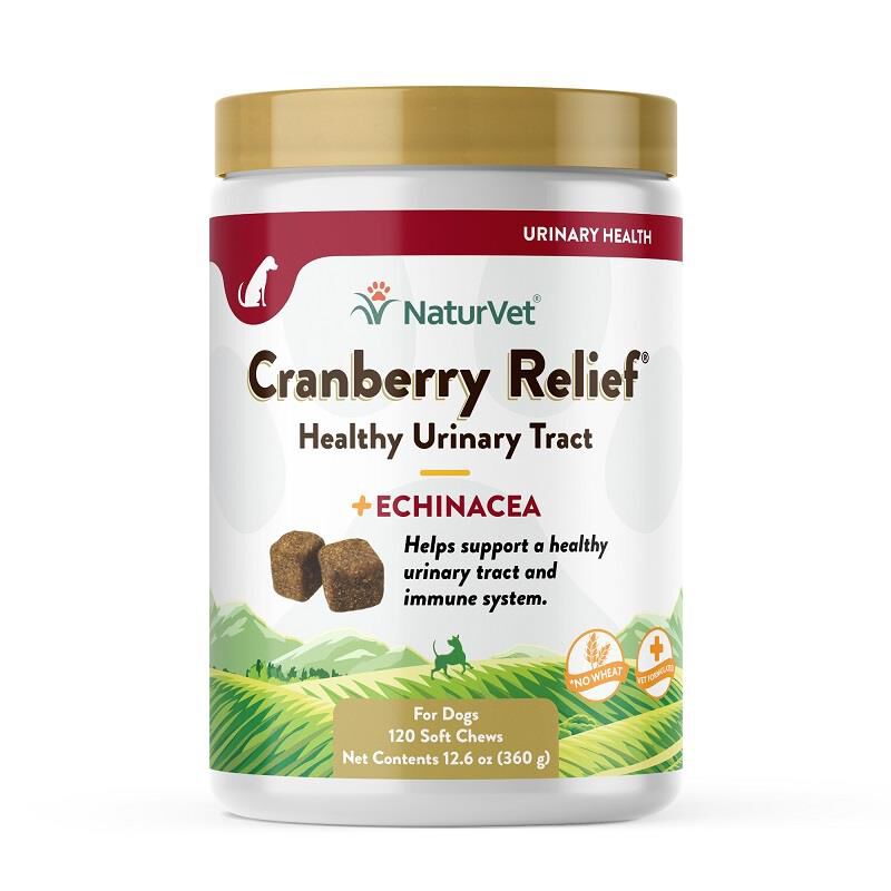 NaturVet Cranberry Relief Healthy Urinary Tract Plus Echinacea Soft Chews for Dogs, 120 Ct.