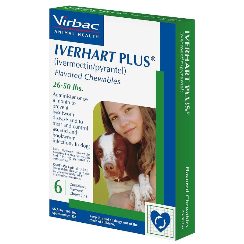 Iverhart Plus 26-50 lbs  6 Month Supply Green
