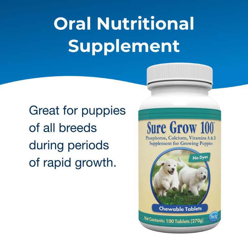 PetAg Sure Grow 100 Vitamin Puppy Supplement, 100 chewable tablets