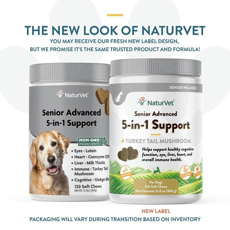 NaturVet Senior Advanced 5-in-1 Support Soft Chews for Dogs 120 Ct.
