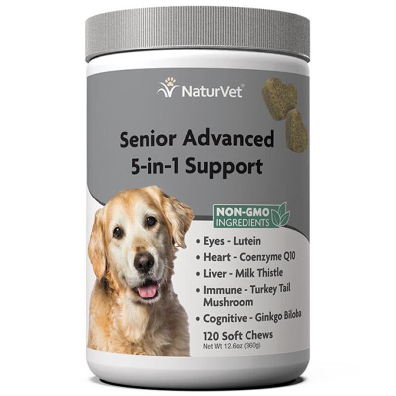 NaturVet Senior Advanced 5-in-1 Support Soft Chews for Dogs 120 Ct.