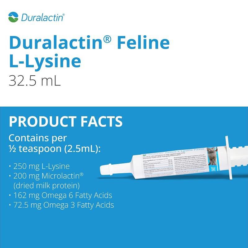 Veterinary Products Laboratories Duralactin Feline L-Lysine for Cats with Chronic Inflammatory and Musculoskeletal Conditions, 32.5 mL