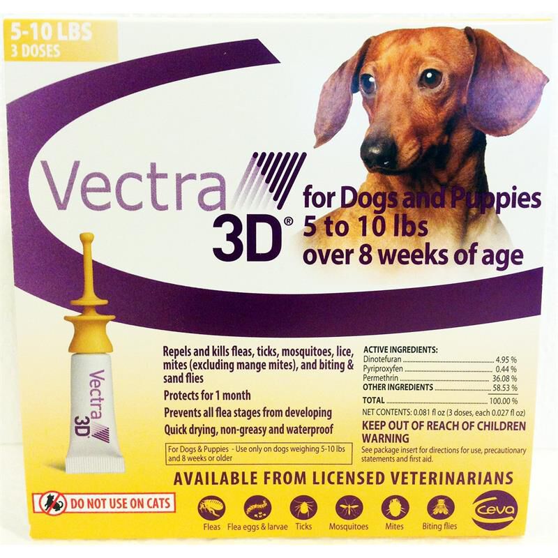 Vectra 3D for Dogs XS 5-10 lbs Gold 3 Month Supply