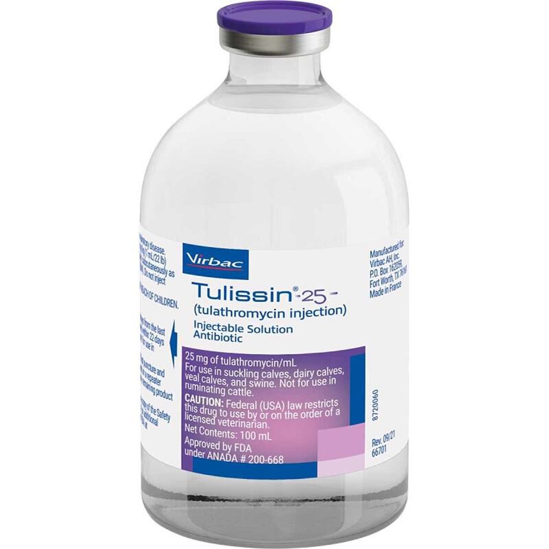 Tulissin 25 (tulathromycin injection) for Calves and Swine, 100 ml