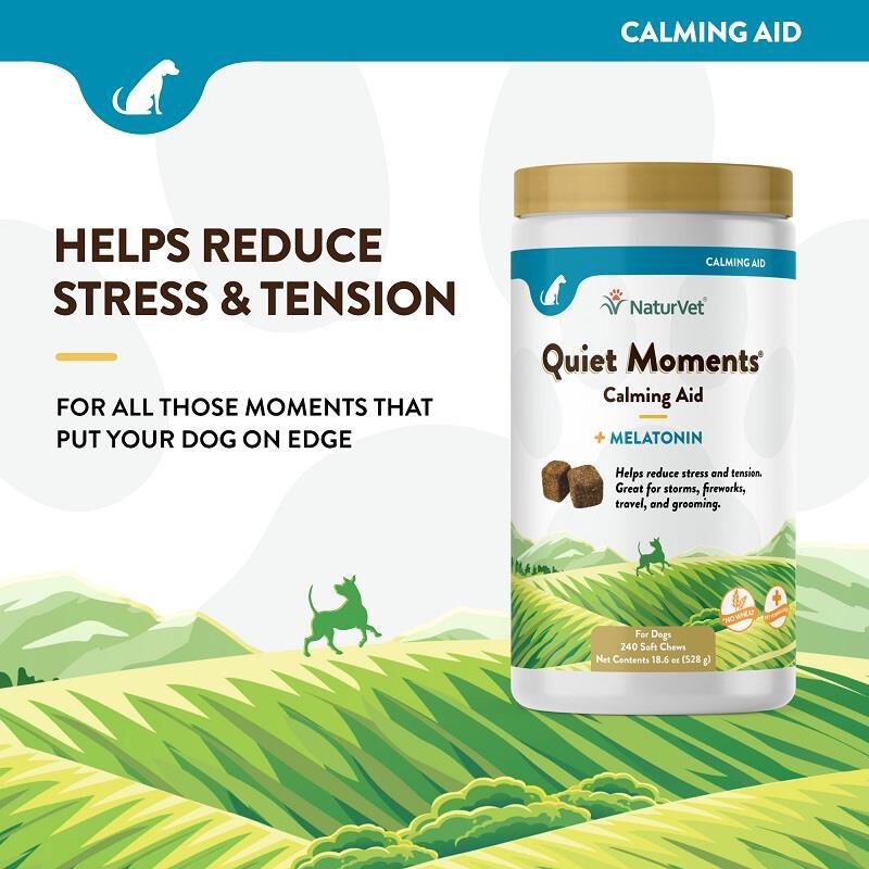 NaturVet Quiet Moments Calming Aid Plus Melatonin Soft Chews for Dogs, 240 Ct.