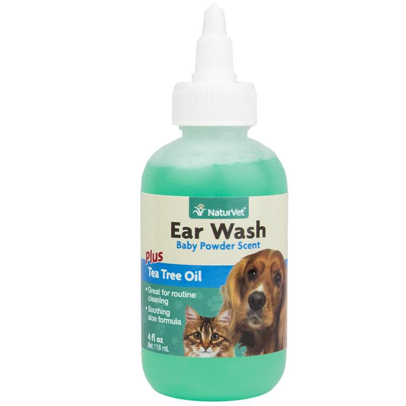 NaturVet Ear Wash w/Tea Tree Oil (Aloe & Baby Powder Scent) 4 oz