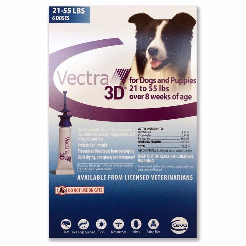 Vectra 3D for Dogs M 21-55 lbs Blue 6 Month Supply
