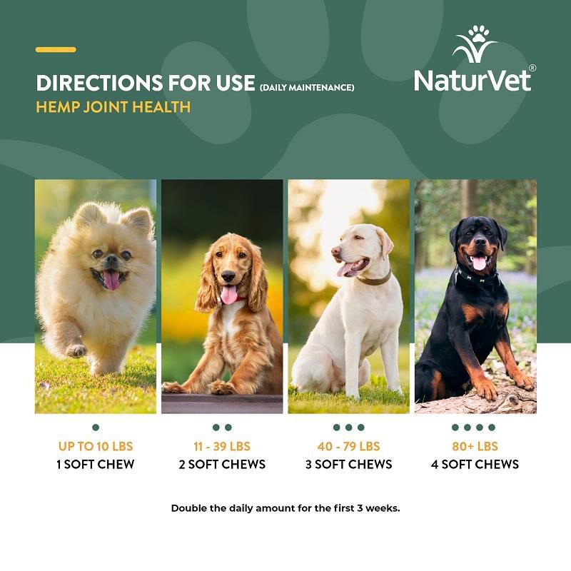 NaturVet Hemp Joint Health Plus Hemp Seed Soft Chews for Dogs, 240 Ct.