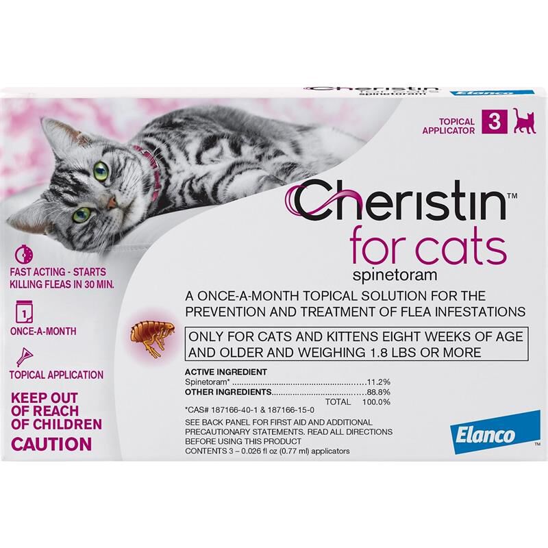 Elanco Animal Health Cheristin for Cats for Fleas, 3 Monthly Doses
