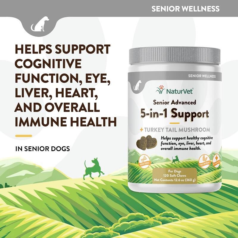 NaturVet Senior Advanced 5-in-1 Support Soft Chews for Dogs 120 Ct.