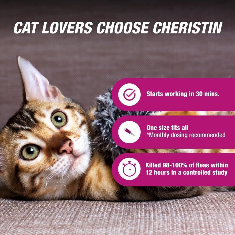 Elanco Animal Health Cheristin for Cats for Fleas, 3 Monthly Doses