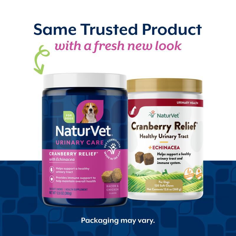 NaturVet Cranberry Relief Healthy Urinary Tract Plus Echinacea Soft Chews for Dogs, 120 Ct.