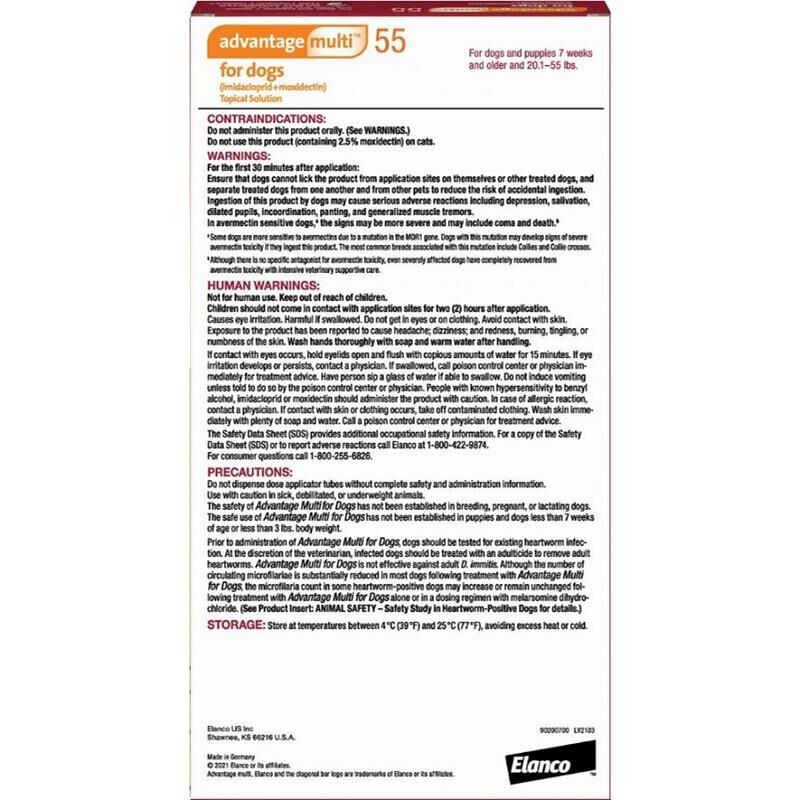 Advantage Multi Topical for Dogs 20.1-55 lbs Red, 6 Month Supply