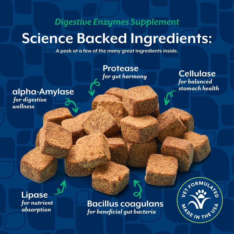 NaturVet Digestive Enzymes Plus Probiotic Soft Chews for Dogs, 70 Ct