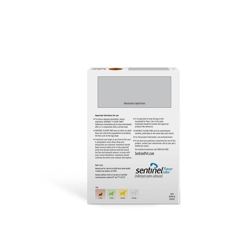 Sentinel Flavor Tablets for Dogs 2-10 lbs Brown, 6 Month Supply