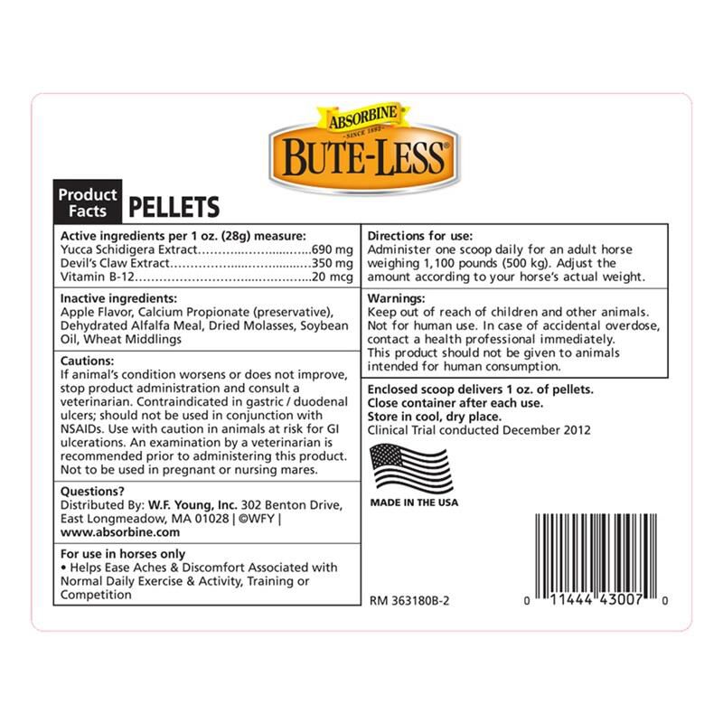 Absorbine Bute-Less Comfort & Recovery Supplement Pellets, 10 lbs