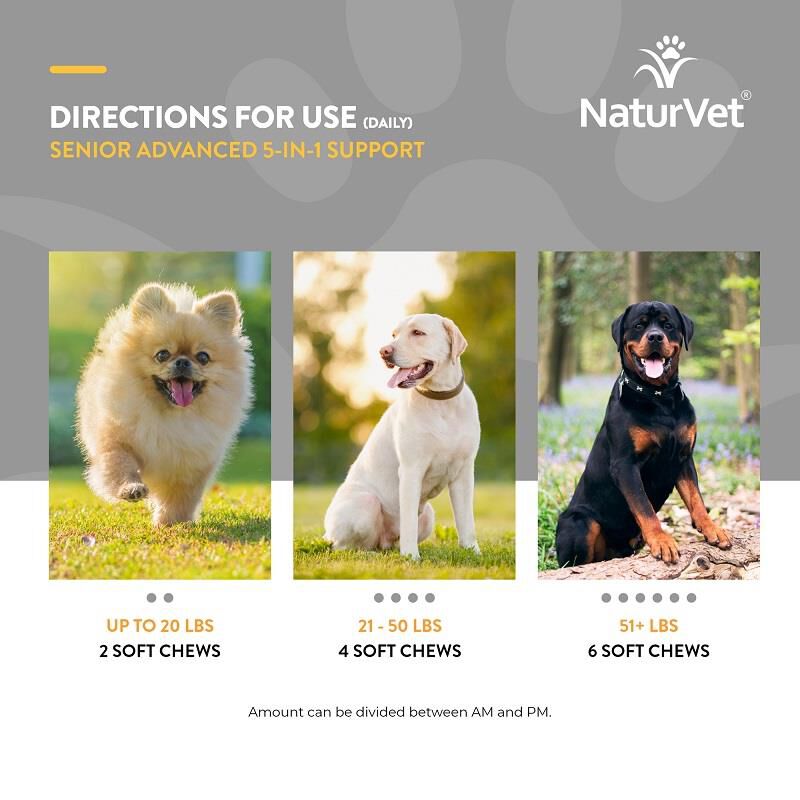 NaturVet Senior Advanced 5-in-1 Support Soft Chews for Dogs 120 Ct.