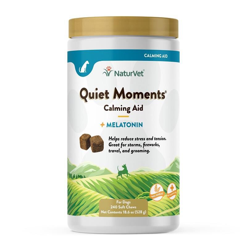 NaturVet Quiet Moments Calming Aid Plus Melatonin Soft Chews for Dogs, 240 Ct.