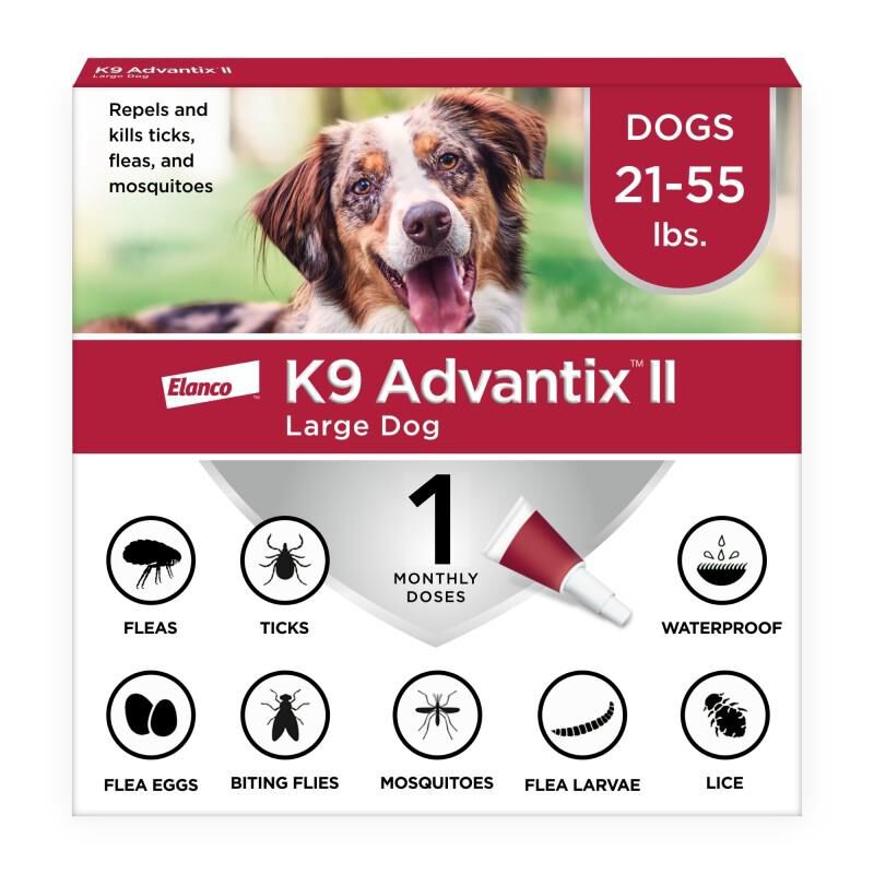 K9 Advantix II for Dogs 21 - 55 lbs Red, 1 Month Supply