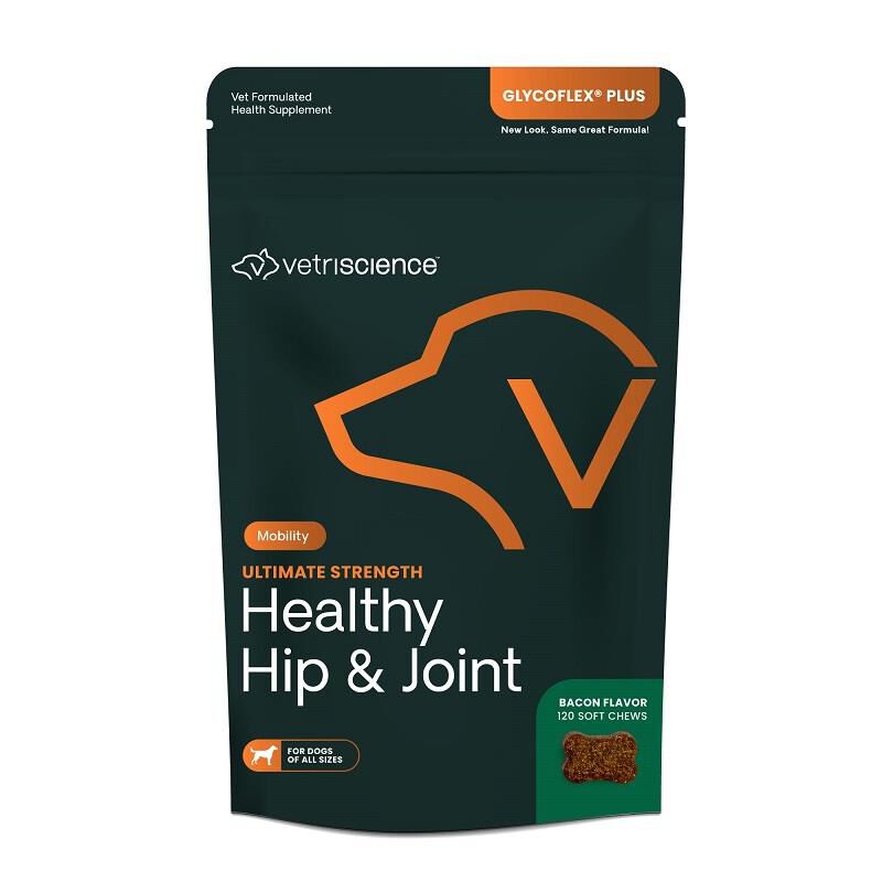 VetriScience Healthy Hip & Joint Glyco-Flex Plus Joint Support for Dogs, 120 Chews Bacon Flavor
