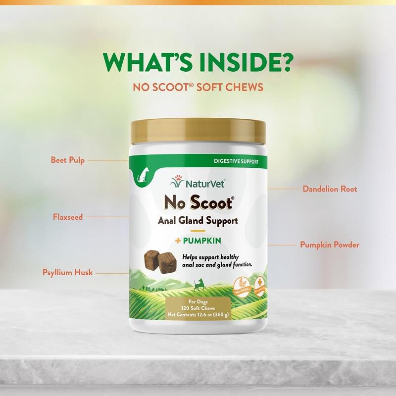 NaturVet No Scoot for Dogs, 120 Soft Chews