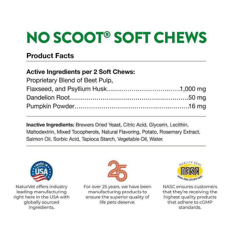 NaturVet No Scoot for Dogs, 120 Soft Chews