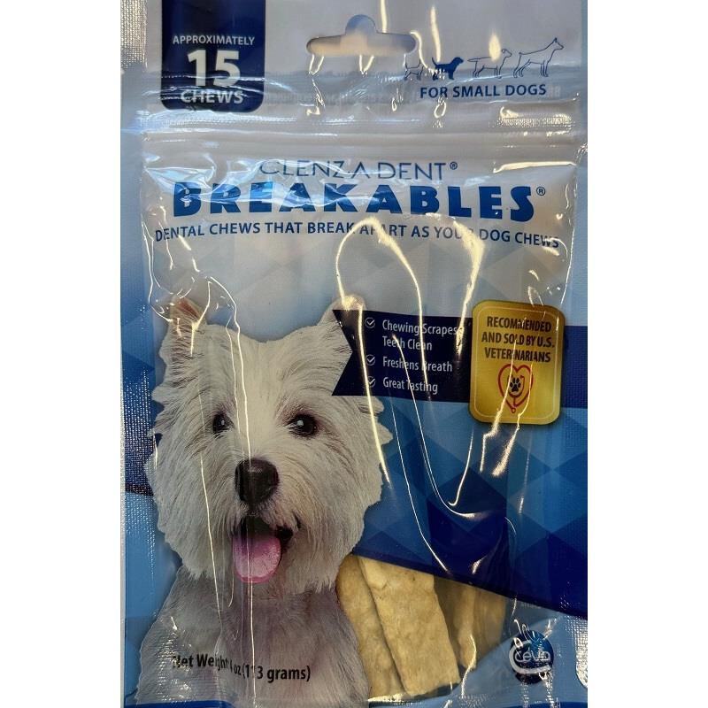 Clenz-A-Dent Breakables Dental Chews for Small Dogs, 15 ct
