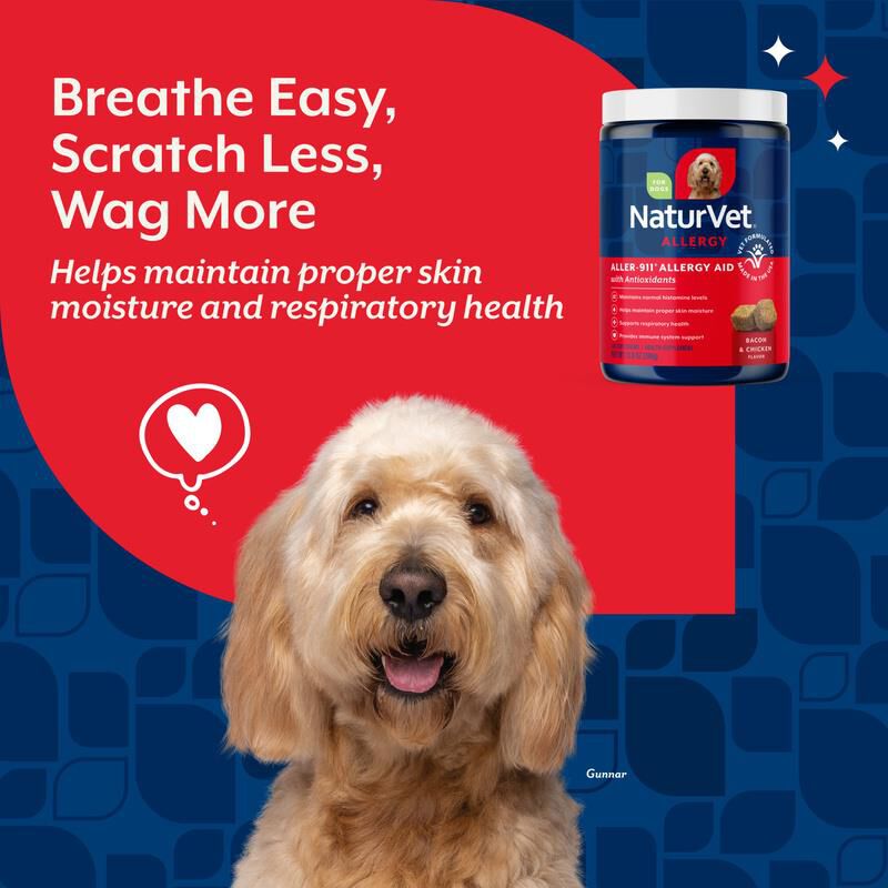 NaturVet Aller-911 Allergy Aid Plus Antioxidants Soft Chews for Dogs and Cats, 180 ct