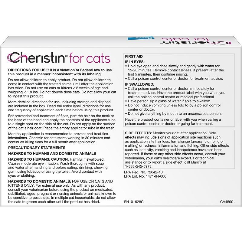 Elanco Animal Health Cheristin for Cats for Fleas, 3 Monthly Doses
