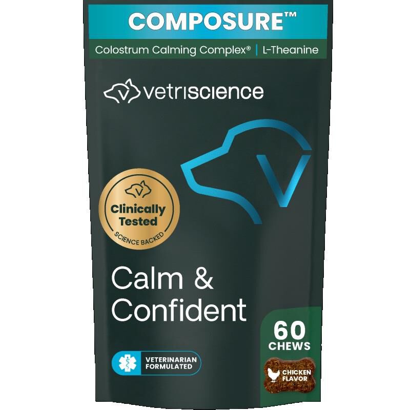 VetriScience Composure Calm & Confident Calming Supplement for Dogs, 60 Chicken Flavor Chews