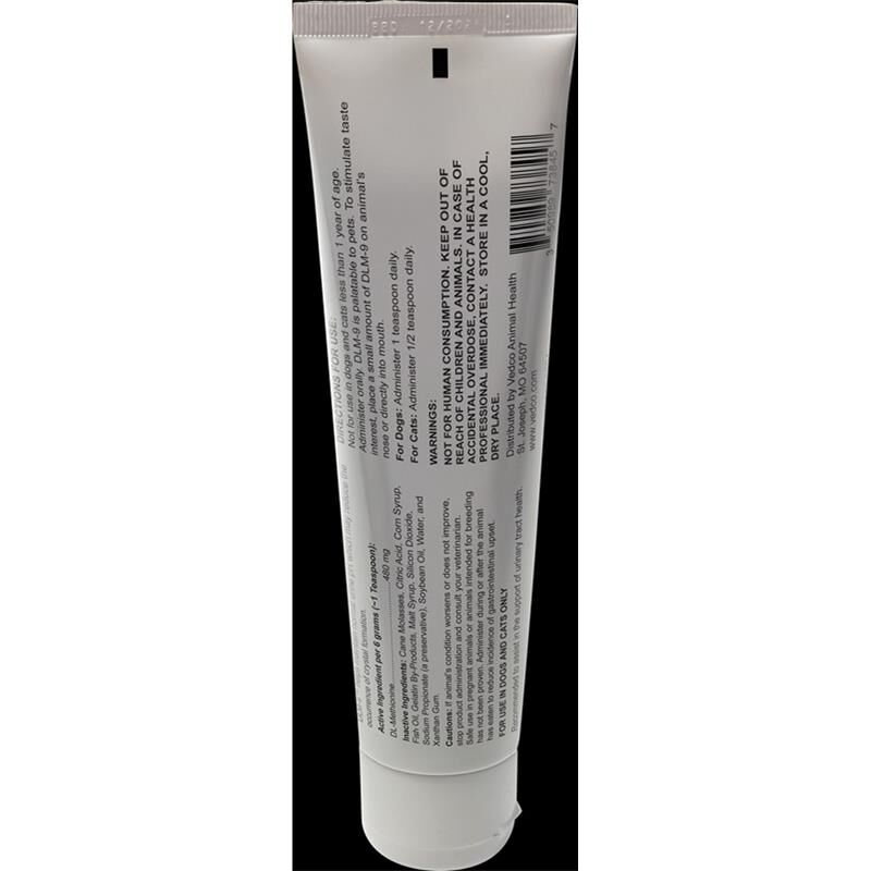 DLM-9 DL-Methionine Urinary Health Oral Gel Supplement for Dogs and Cats, Malt Flavored 4.25 oz