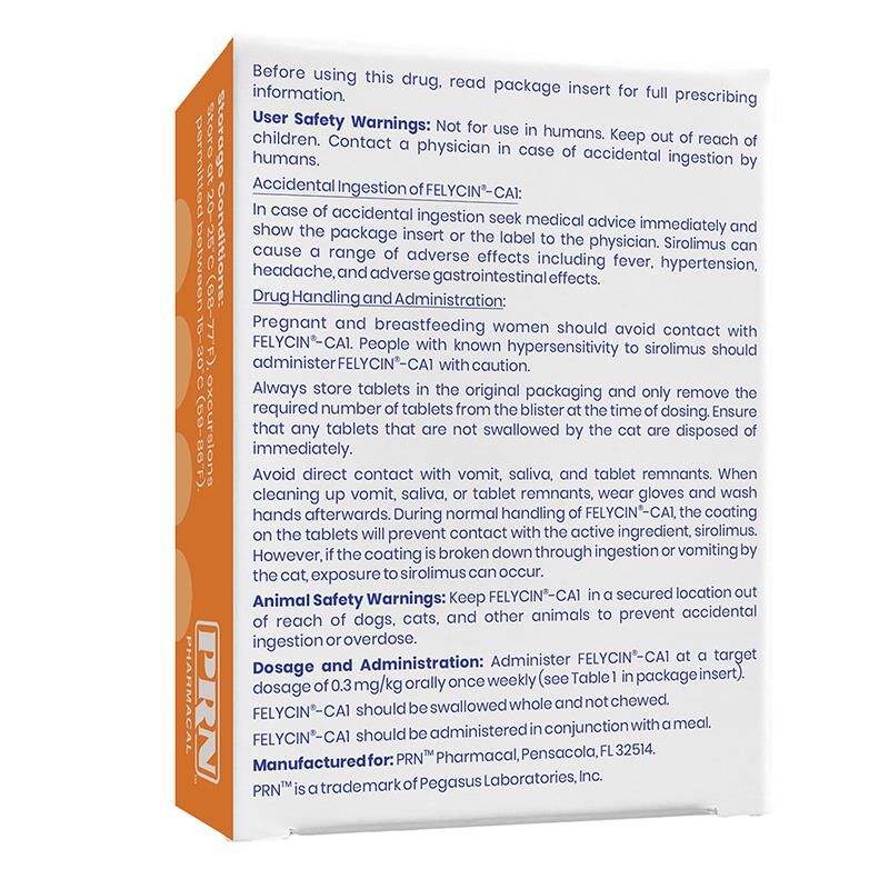 Felycin-CA1 (sirolimus delayed-release tablets) for Cats, 12 Tablets