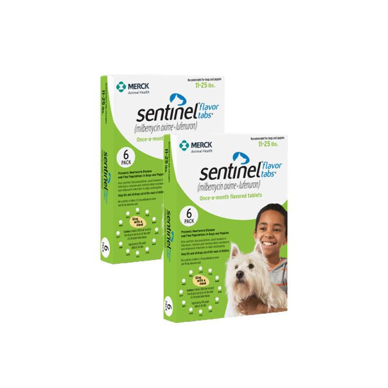 Sentinel Flavor Tablets for Dogs 11 25 lbs Green 12 Month Supply