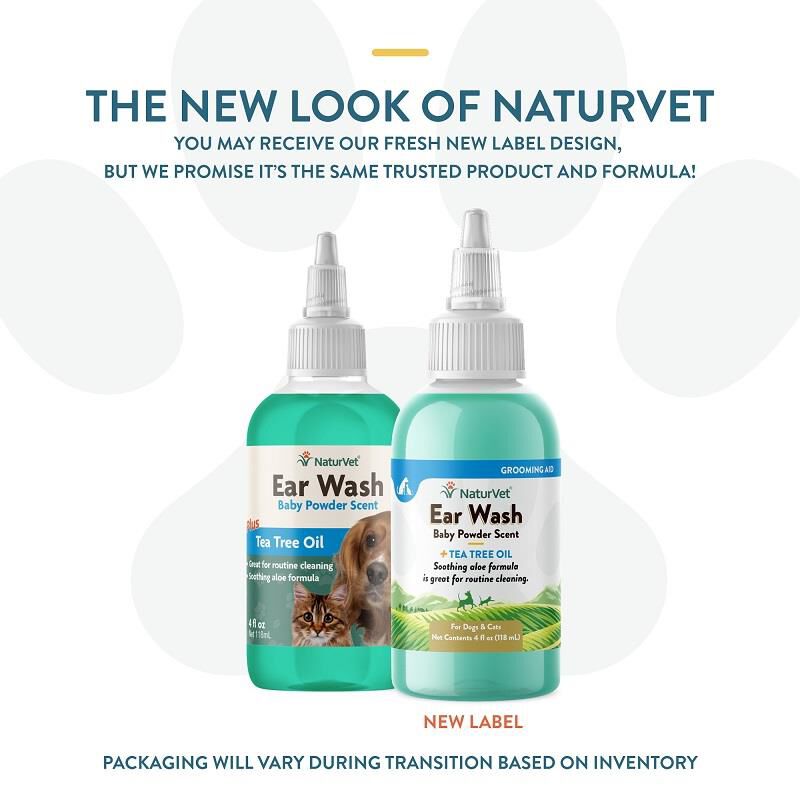 NaturVet Ear Wash w/Tea Tree Oil (Aloe & Baby Powder Scent) 4 oz