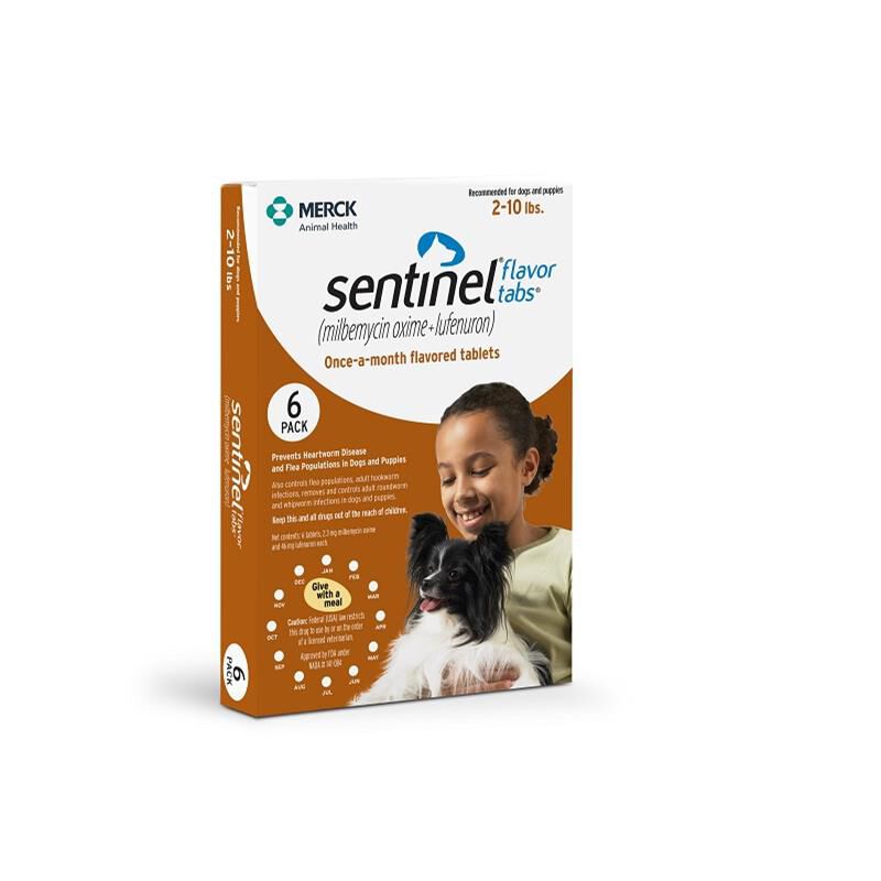 Sentinel Flavor Tablets for Dogs 2-10 lbs Brown, 6 Month Supply