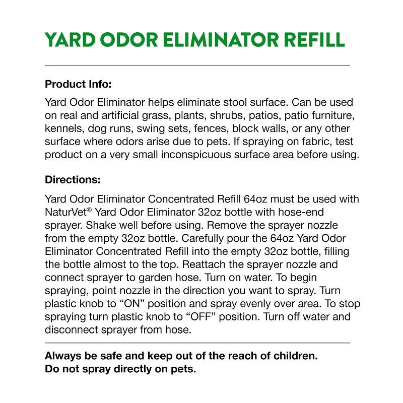 NaturVet Yard Odor Eliminator Stool and Urine Deodorizer Refill, 64 oz