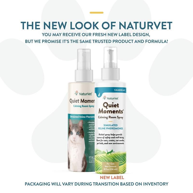 NaturVet Quiet Moments Herbal Calming Spray for Cats, 8 oz