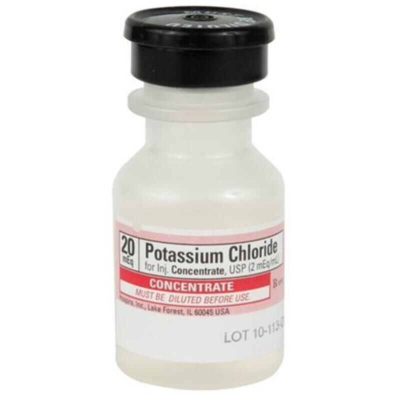 Potassium Chloride Injectable 20mEq, 10 ml vial