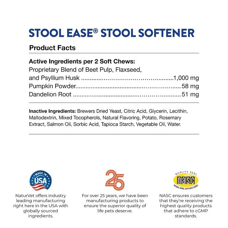 NaturVet Stool Ease for Dogs, 40 Soft Chews