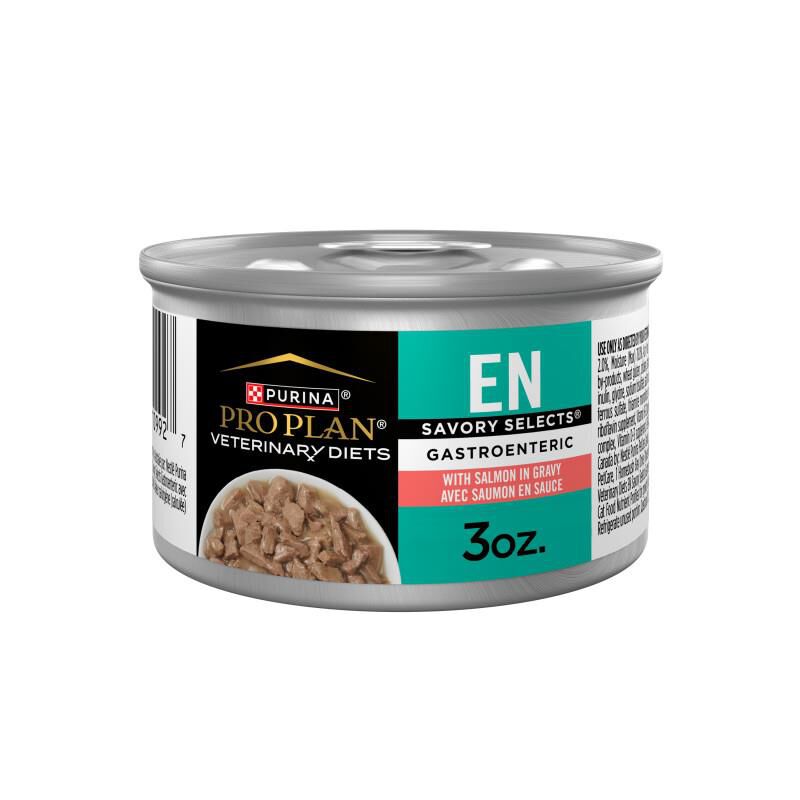 Purina Pro Plan Veterinary Diets EN Gastroenteric Savory Selects Salmon in Gravy Wet Cat Food, 24 x 3 oz cans