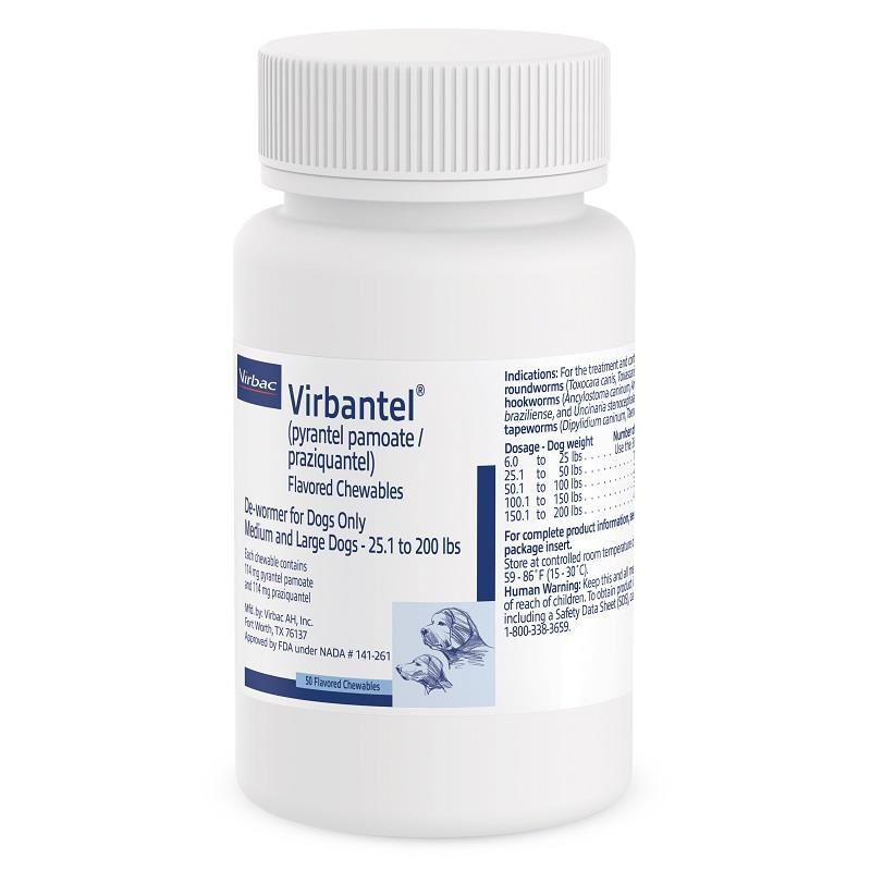 Virbantel 114 mg Chewable Tablet for Dogs 25.1-200 lbs