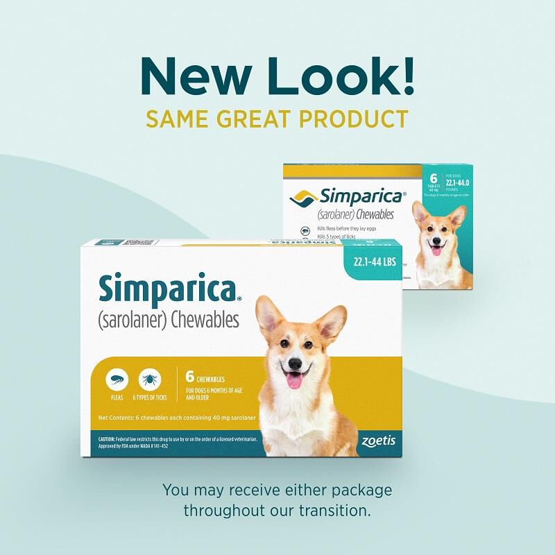 Simparica Chewable Tablets for Dogs 22-44 lbs Blue, 6 Month Supply