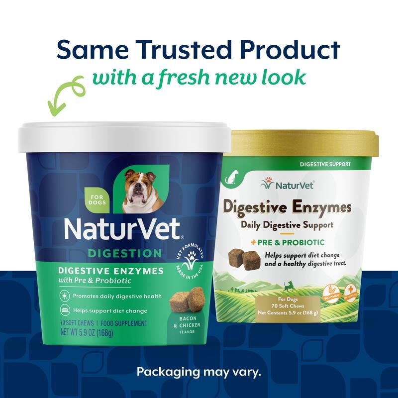 NaturVet Digestive Enzymes Plus Probiotic Soft Chews for Dogs, 70 Ct
