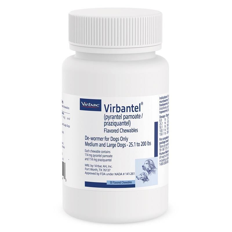 Virbantel 114 mg Chewable Tablet for Dogs 25.1-200 lbs