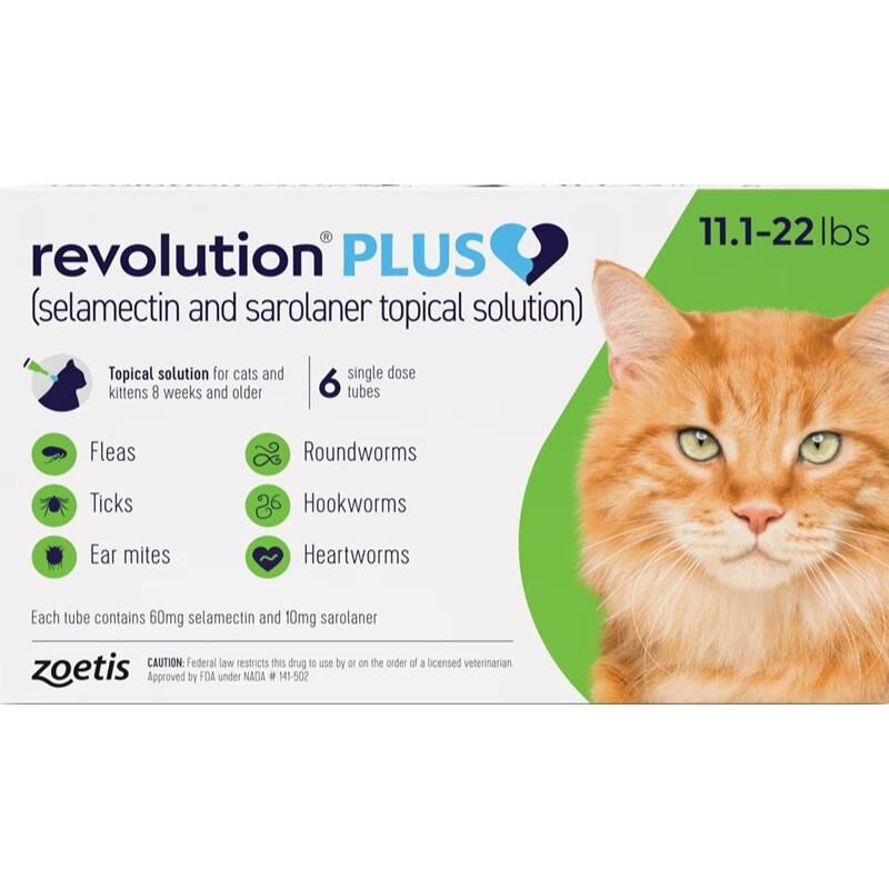 Revolution Plus for Cats 11.1-22 lbs Green 6 Month Supply