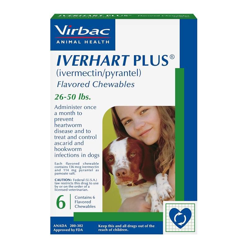 Iverhart Plus 26-50 lbs  6 Month Supply Green