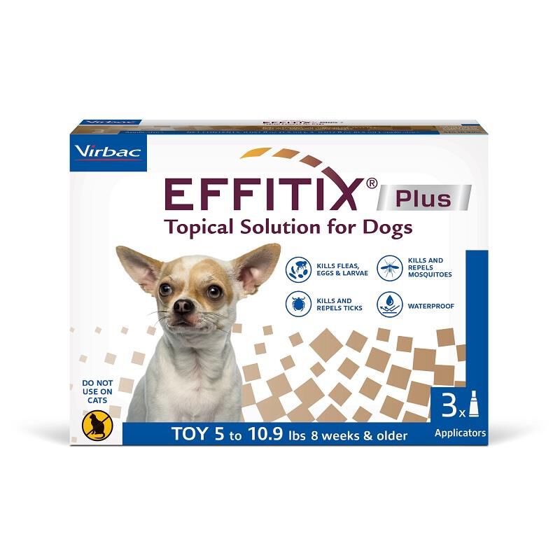 Effitix Plus Topical Solution for Dogs, 3 Month Supply Toy 5 to 10.9 lbs