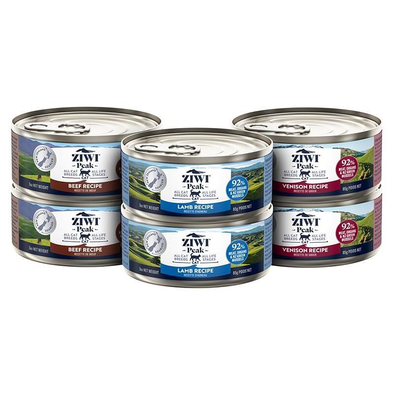 ZIWI Peak Wet Cat Food Variety Pack Venison, Beef, and Lamb, 6 x 3 oz cans