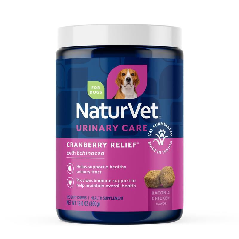 NaturVet Cranberry Relief Healthy Urinary Tract Plus Echinacea Soft Chews for Dogs, 120 Ct.