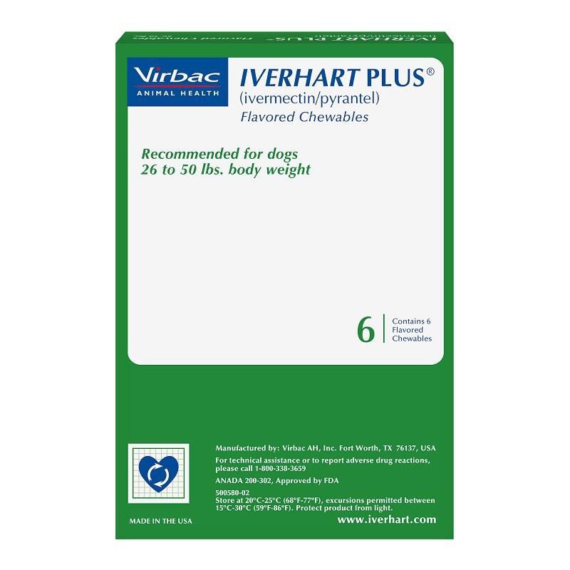 Iverhart Plus 26-50 lbs  6 Month Supply Green
